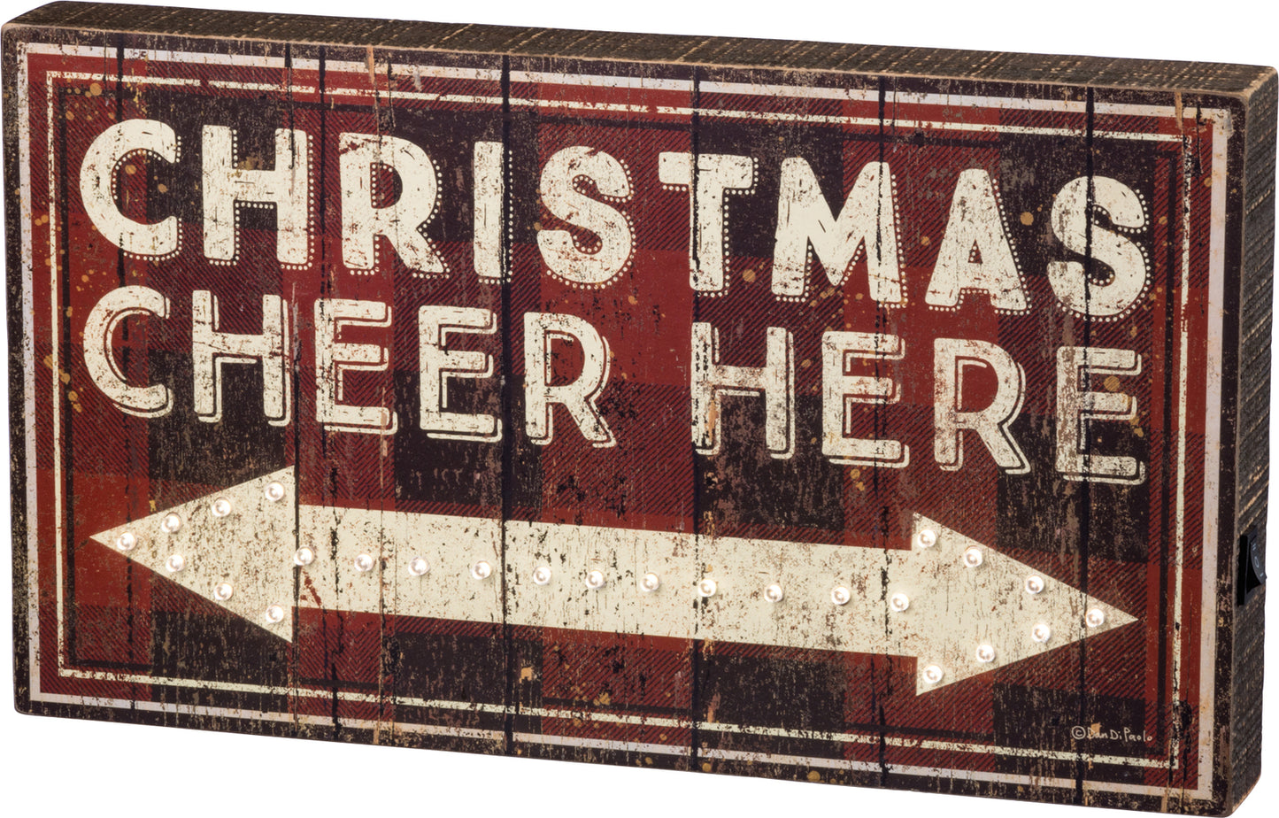 PBK Christmas Decor - Prim LED Arrow Cheer Light Box #32837