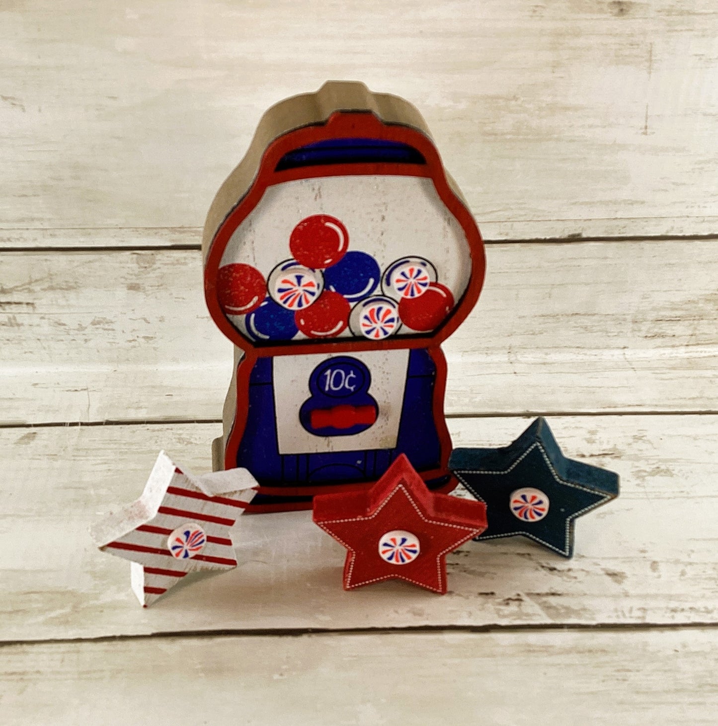 AGD Patriotic Decor - July 4th Theme Gumball Popsicle Star 4pc Set