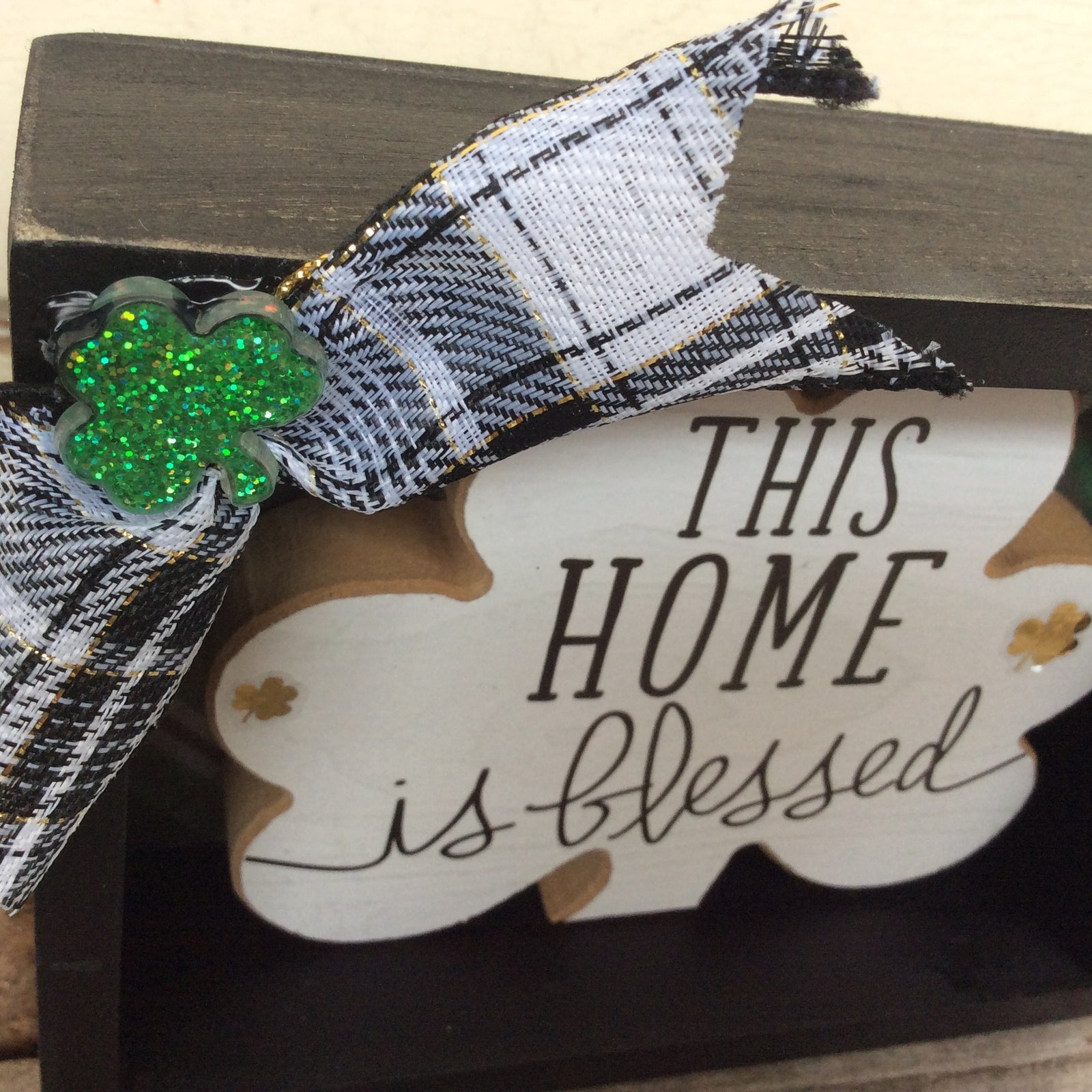 AGD St Patrick's Decor - This Home Is Blessed Chunky Shamrock Sign