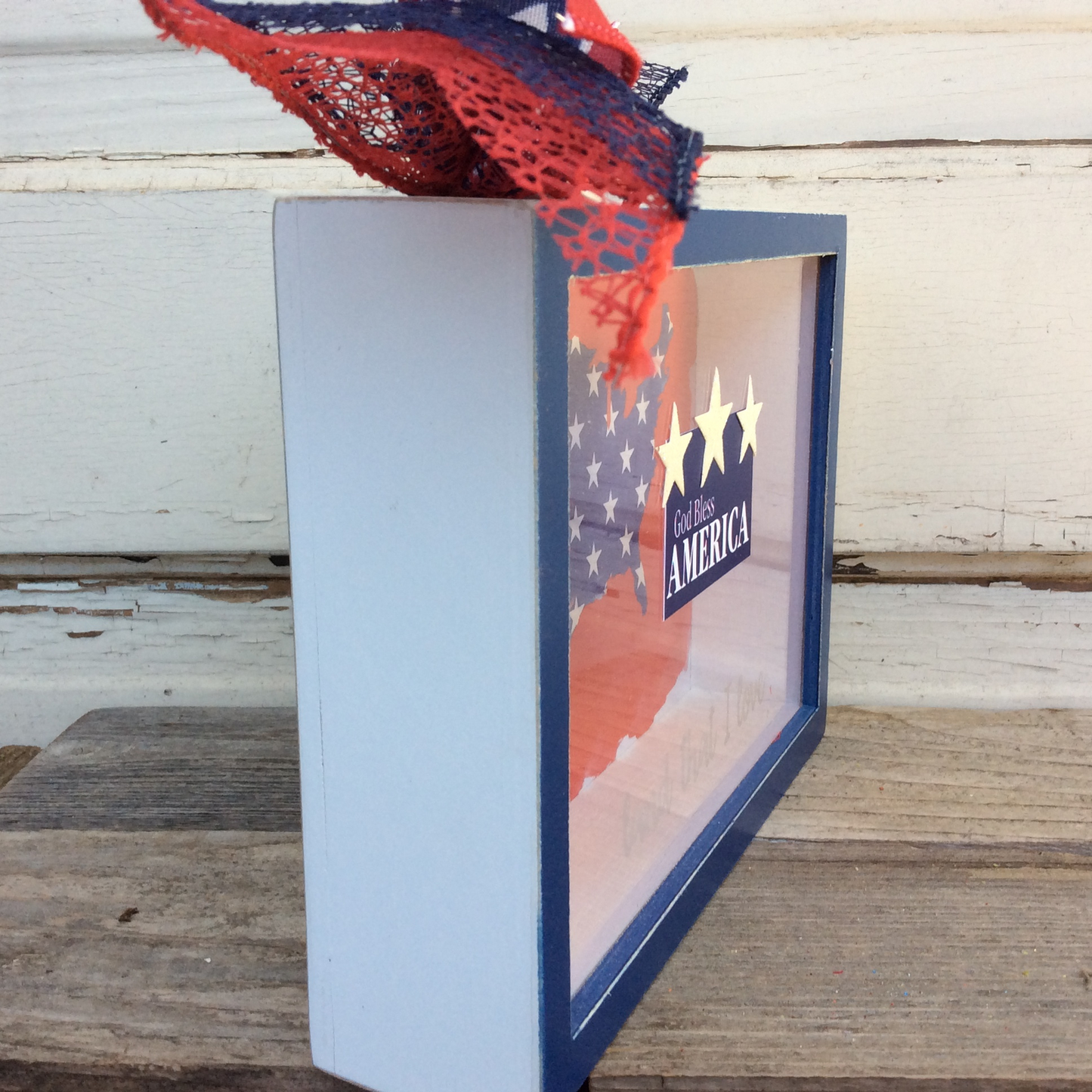AGD Patriotic Decor - God Bless America Land That I Love Box Sign