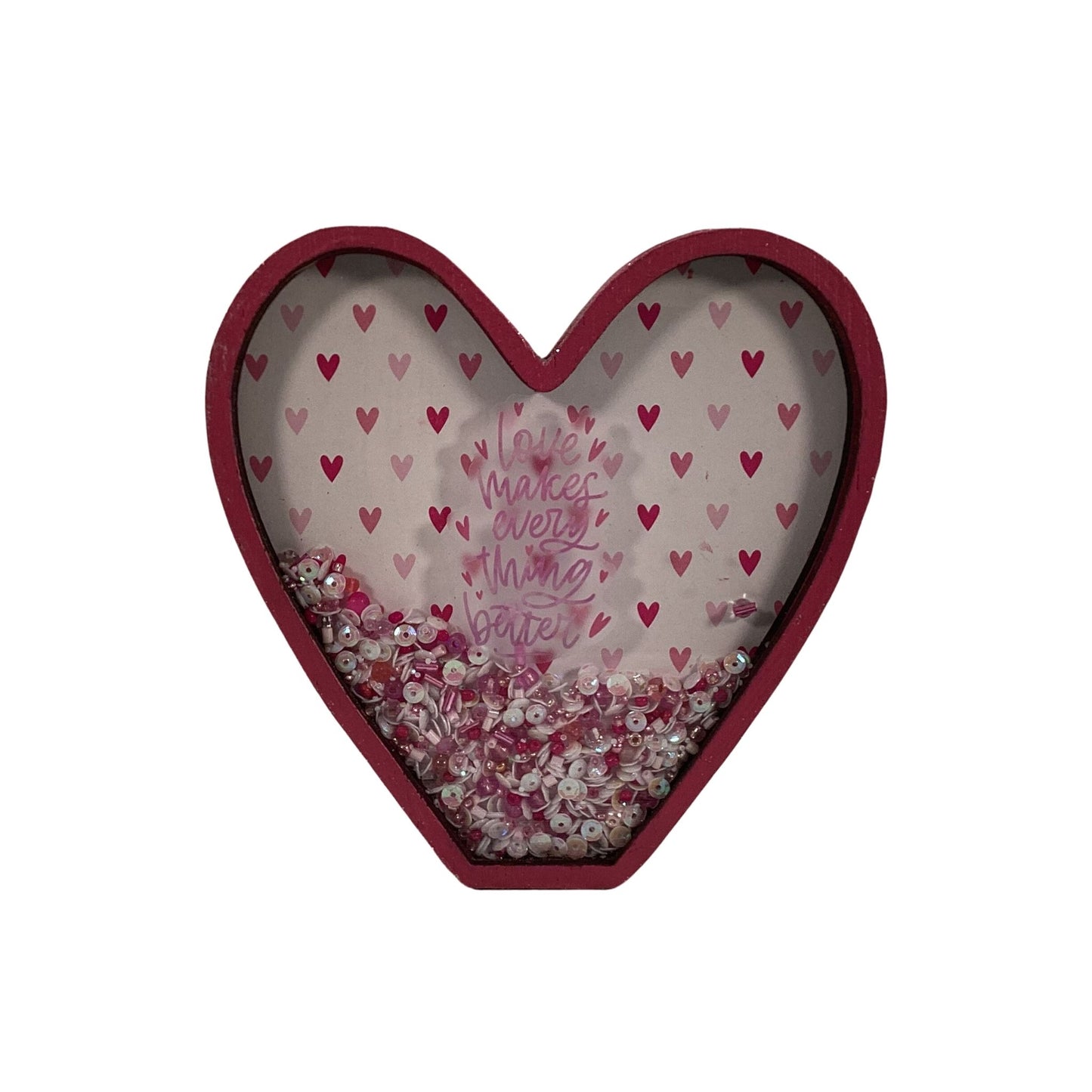 AGD  Valentines Decor - Heart Shaped Chunky Wood Shaker