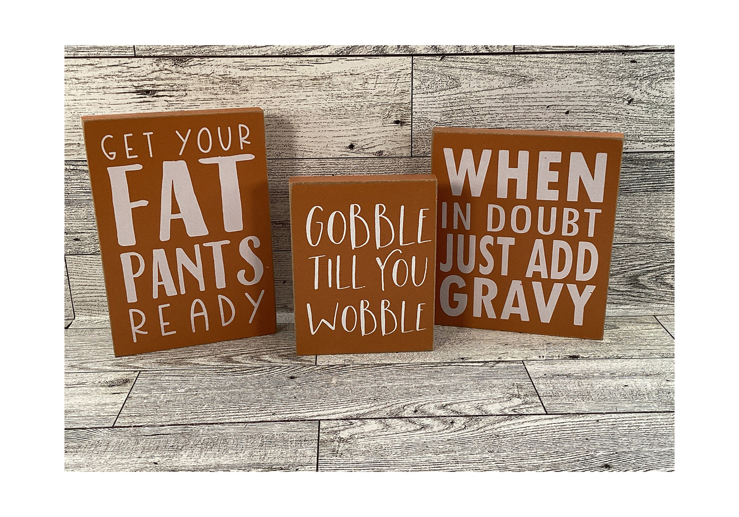 AGD Fall Decor - Wood Turkey Gobble Fat Pants Gravy Pilgrim Garland Tier Tray
