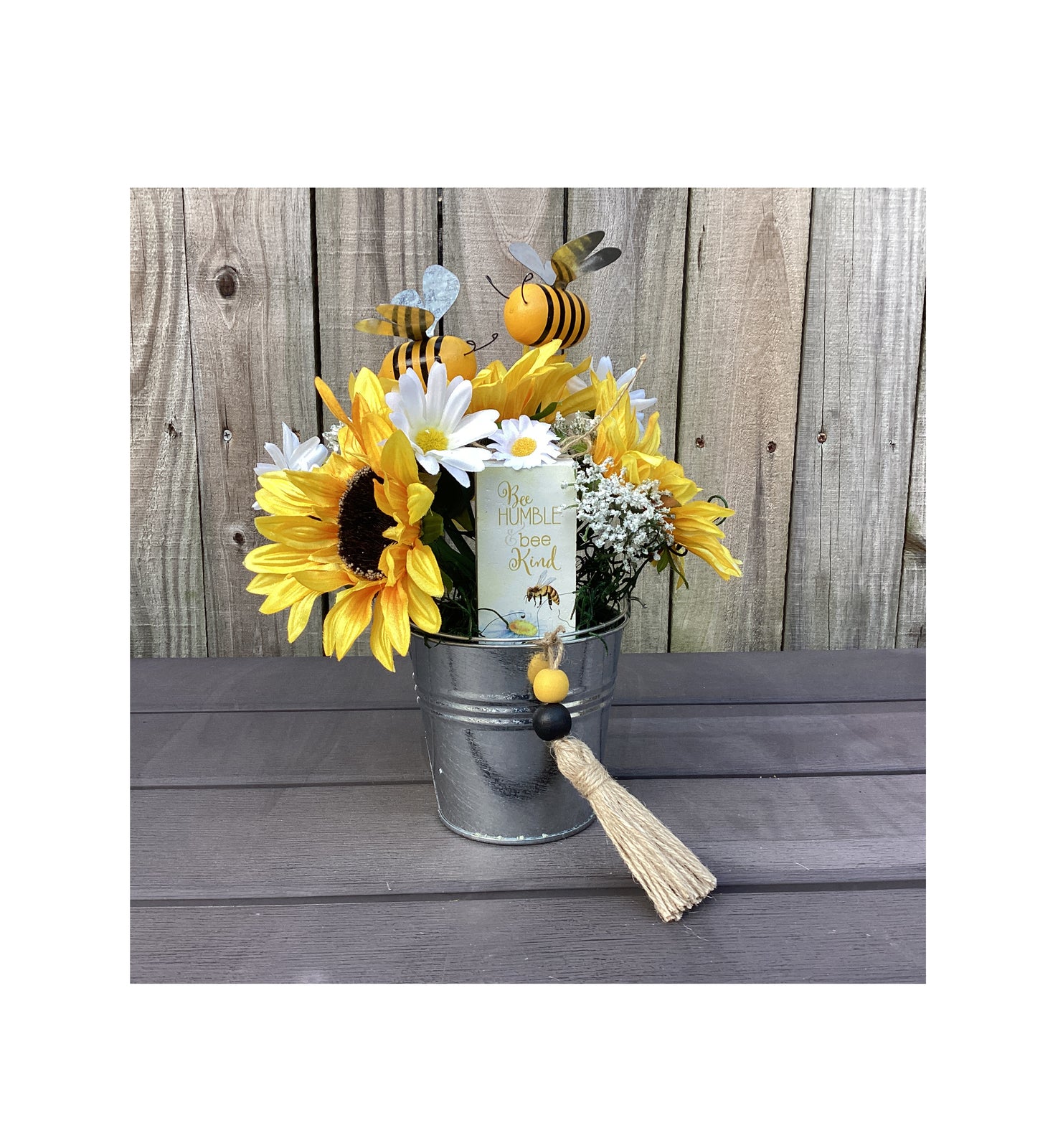 AGD Summer Decor - Bee Humble Bee Kind Sunflower Daisy Floral Display