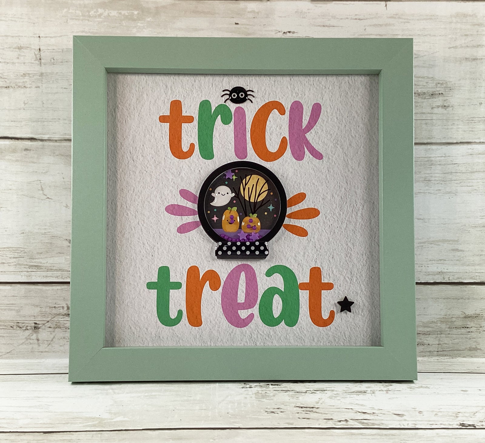 Halloween Decor Pastel Cat Ghost Trick Treat Shaker Signs 3pc Set