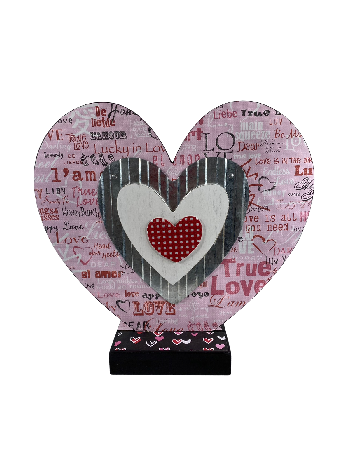 AGD Valentines Decor - Felt Gnomes Double-sided Heart Table Sitter 12inch