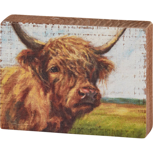 PBK Home Decor - Farm Highland Cow Mini Tier Tray Block Sign