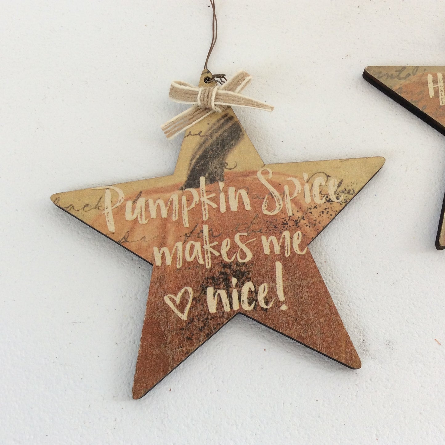 AGD Fall Decor - Happy Pumpkin Spice Everything Star Ornaments 2pc.