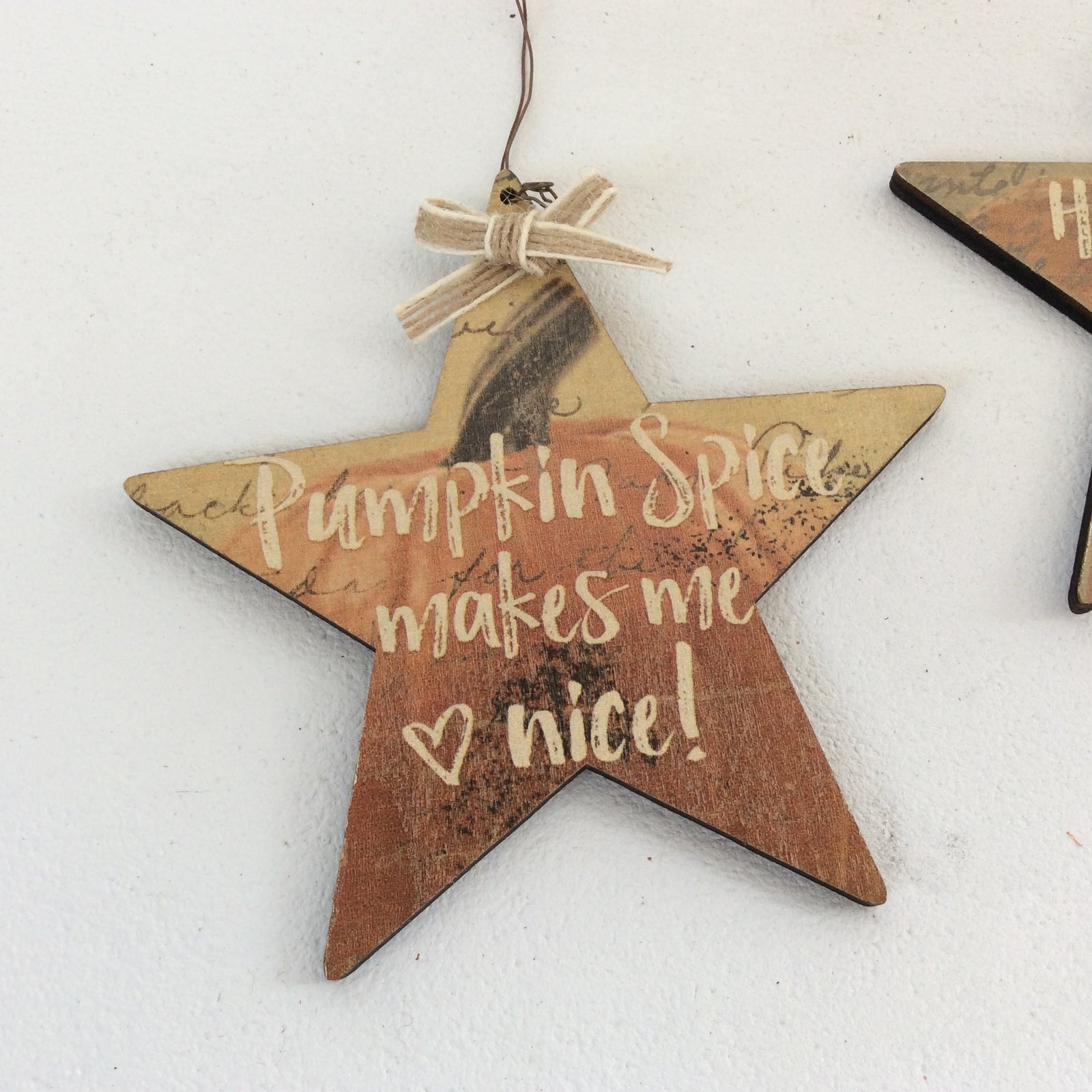 AGD Fall Decor - Happy Pumpkin Spice Everything Star Ornaments 2pc.