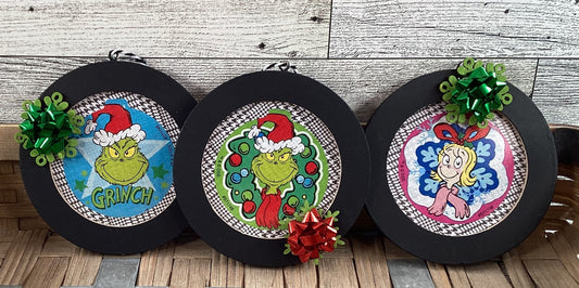 AGD Christmas Decor -  Whimsy Green Monster Ornaments 5pc Set