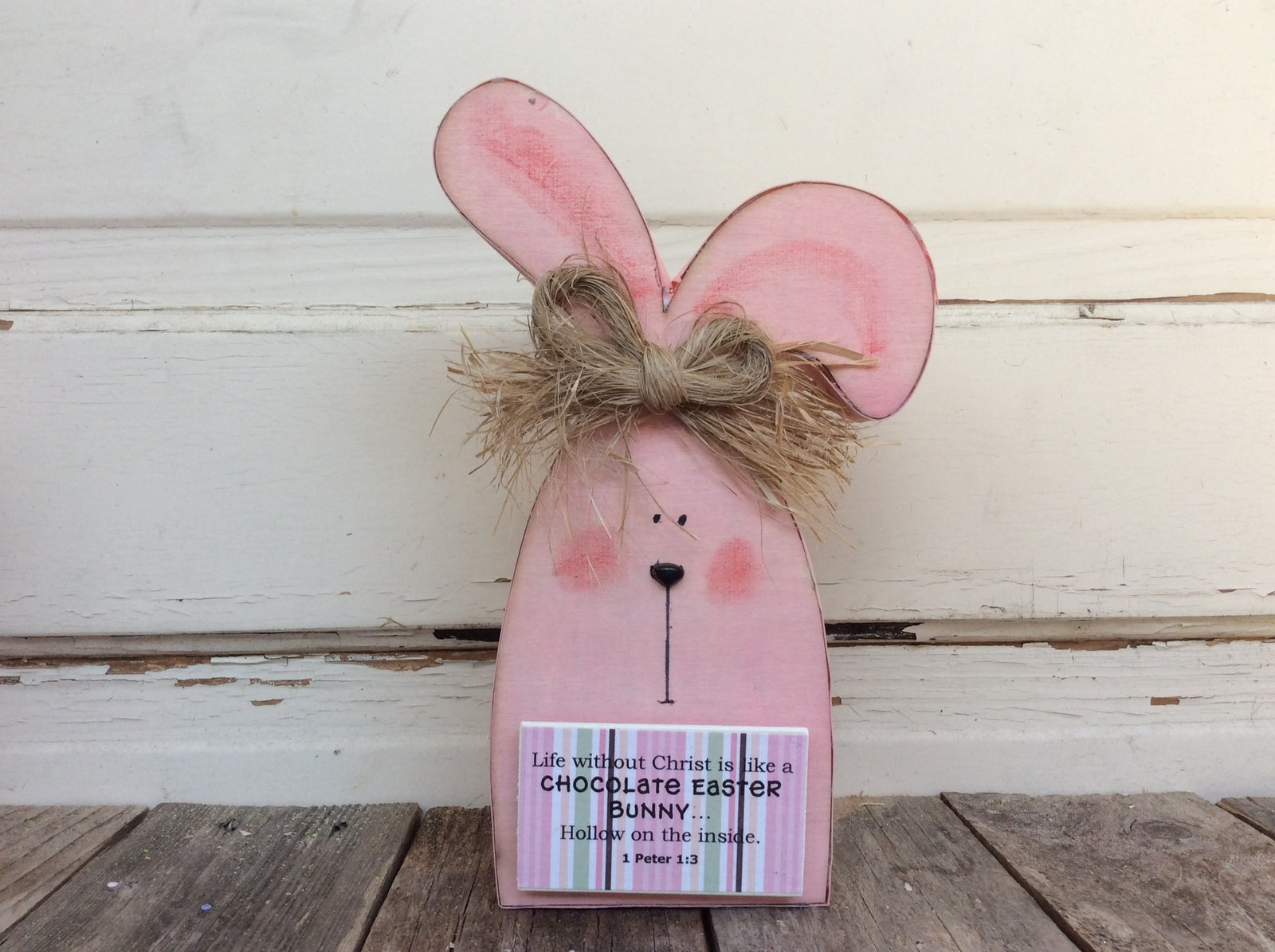 AGD Easter Decor – Life Without Christ Chocolate Bunny Tabletop Decor