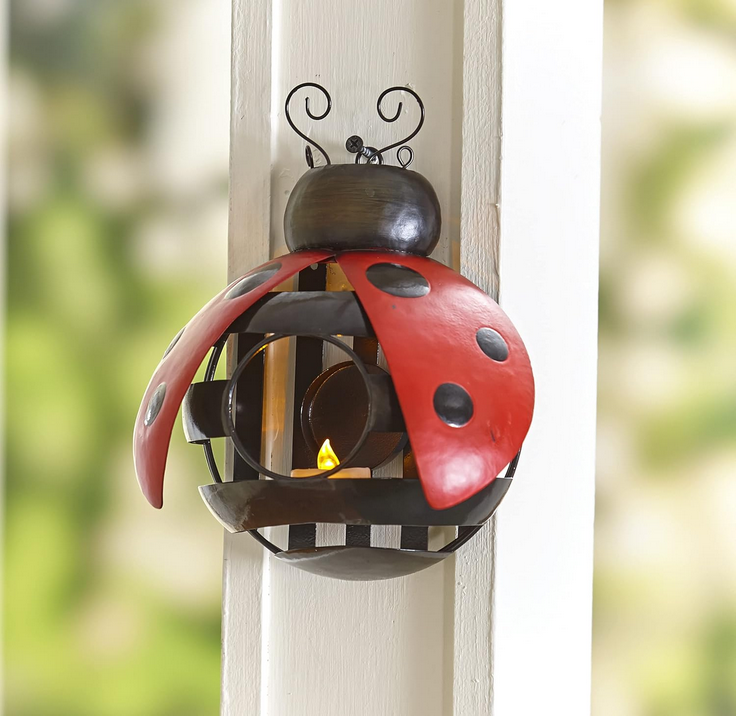 LS Summer Decor - Metal Tealight Ladybug Holder Decor