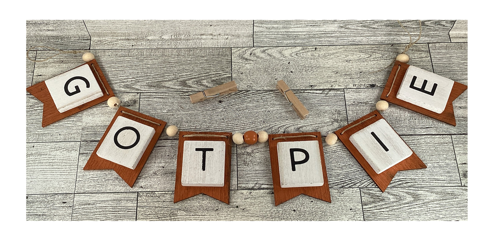 AGD Pumpkin Got Pie Tile Banner Tier Tray Garland 18-inch