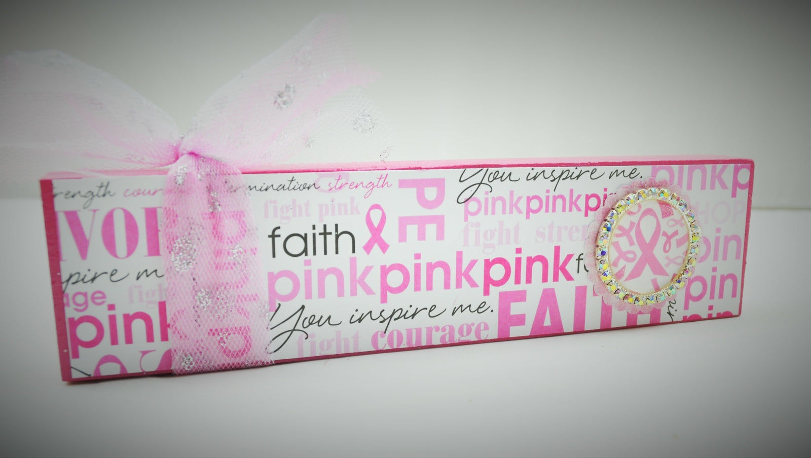 AGD Cancer Support Decor - Pink Faith Courange Block Sitter