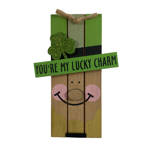 AGD St Patrick's Decor - Leprechaun Lucky Charm Tiered Tray Sign
