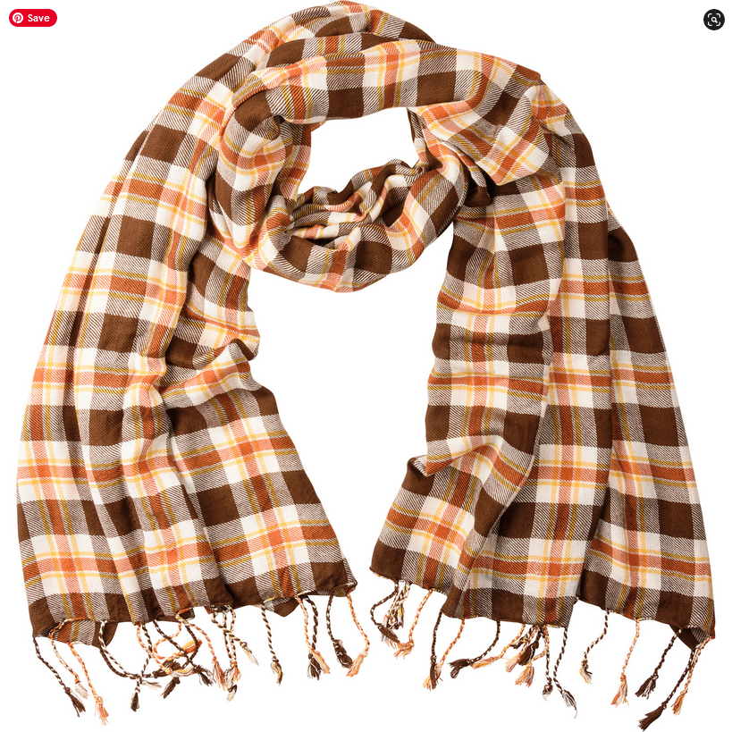 PBK Fall Table Runner Plaid Scarf Shaw Rayon Material 74 x 28-inch