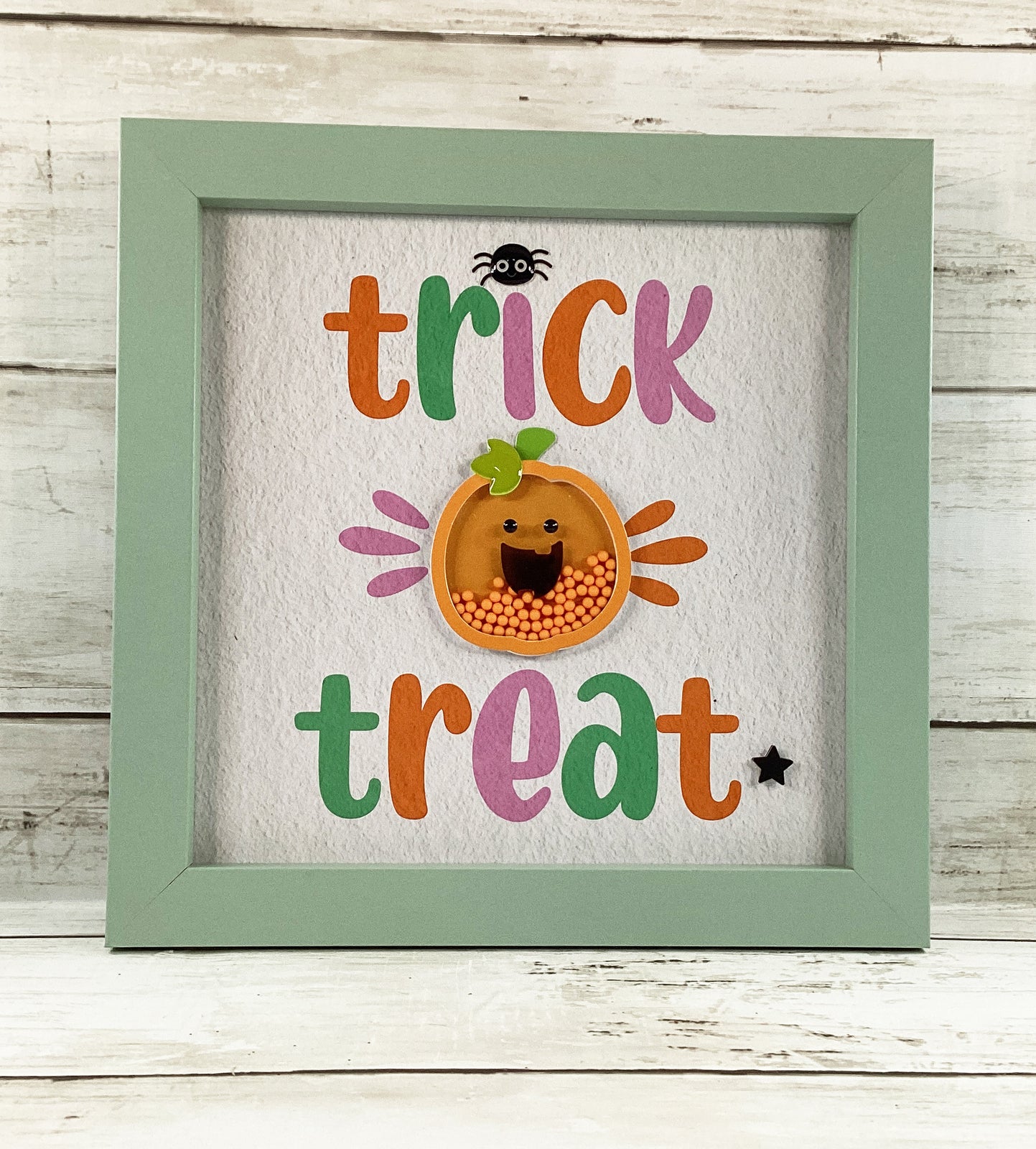 Halloween Decor Pastel Cat Ghost Trick Treat Shaker Signs 3pc Set