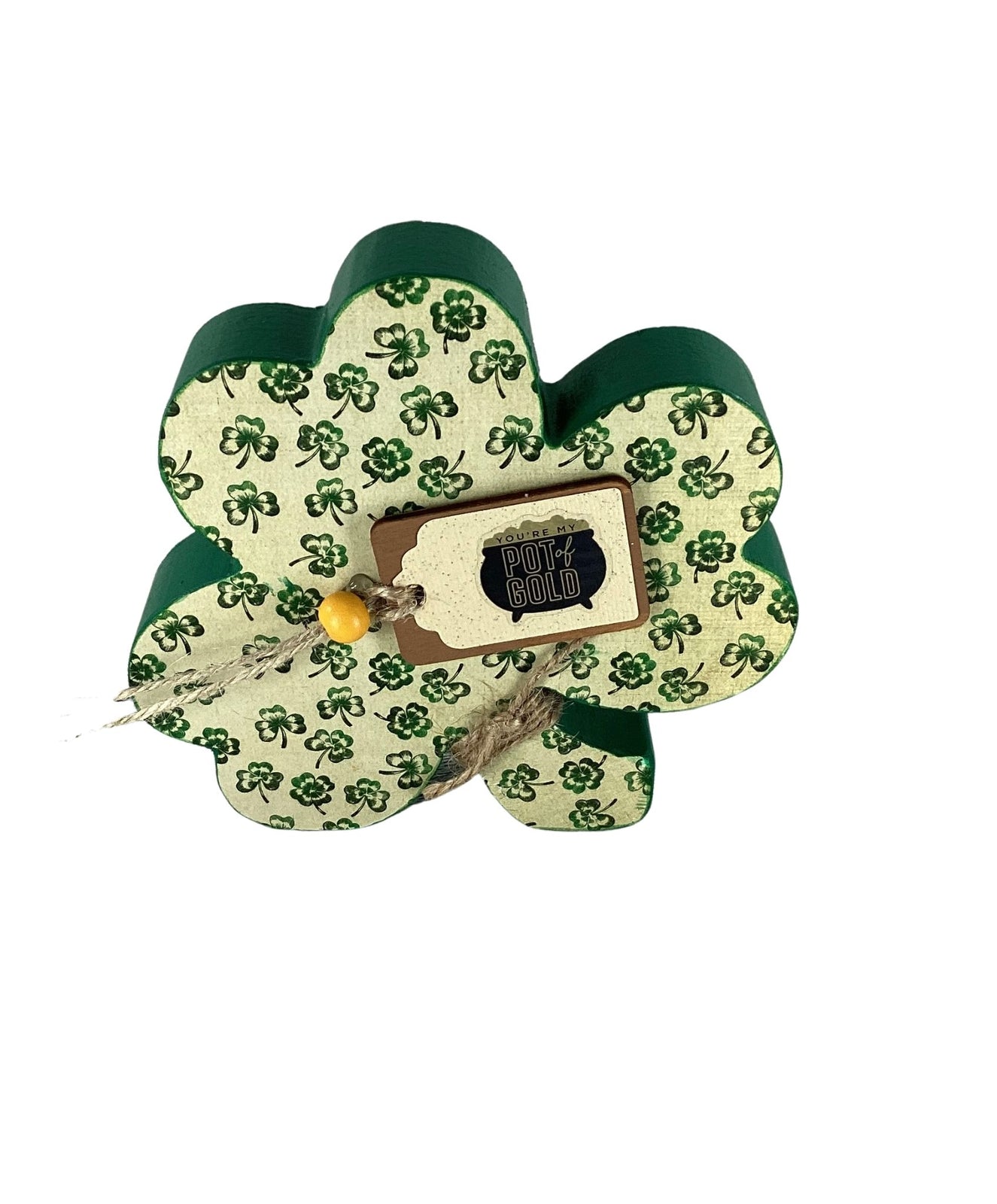 AGD Saint Patrick Decor - Chunky Wood Shamrock Sitter 3pc Set