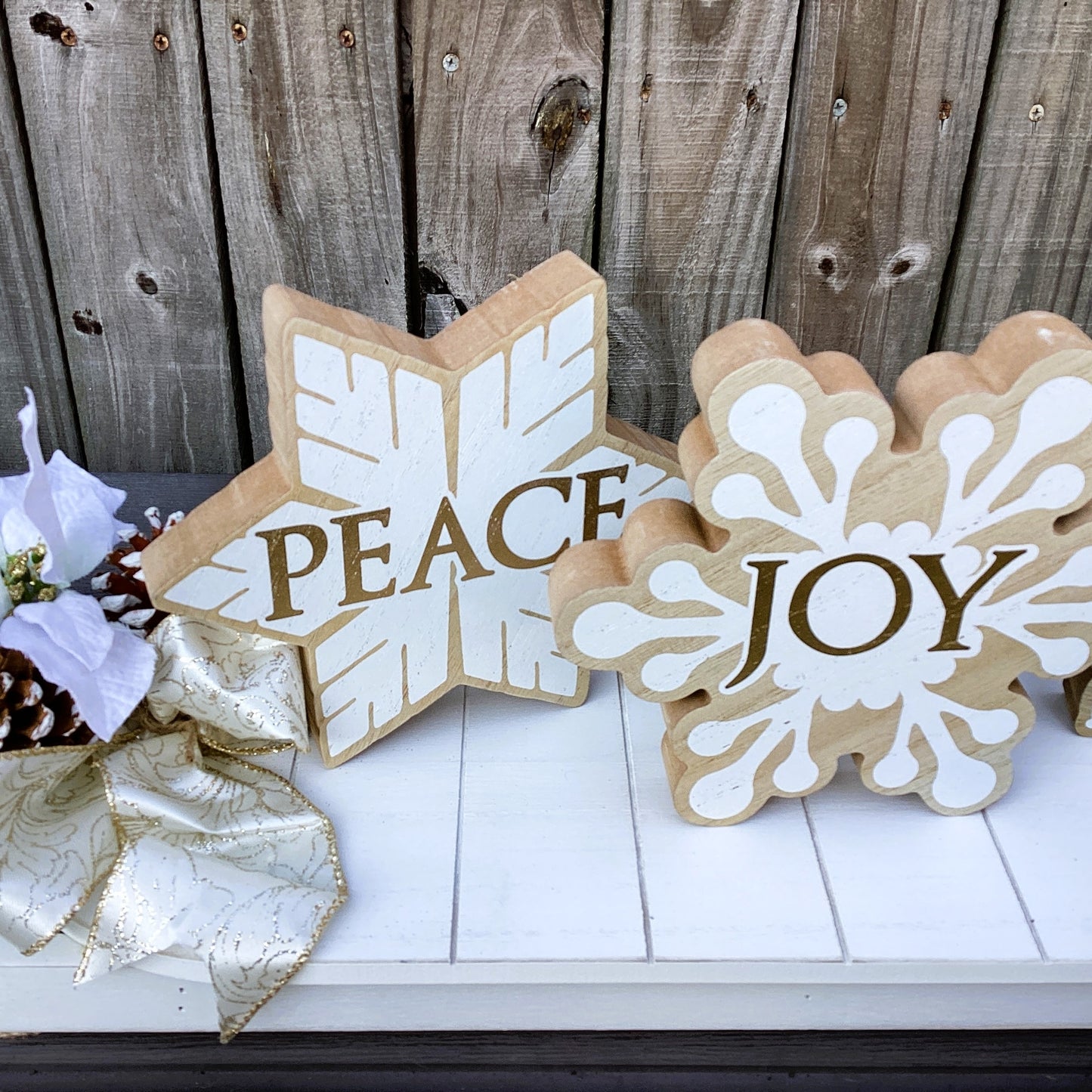 AGD Christmas Decor - Snowflakes on Sled Mantle Centerpiece 24inch