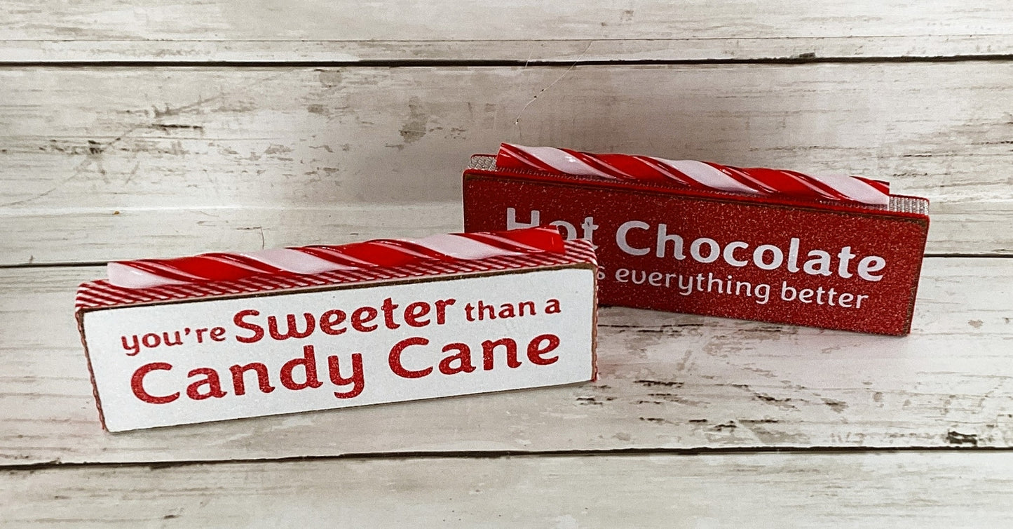 AGD Christmas Decor - Candy Cane Hot Cocoa Theme Bar Tier Tray 4PC