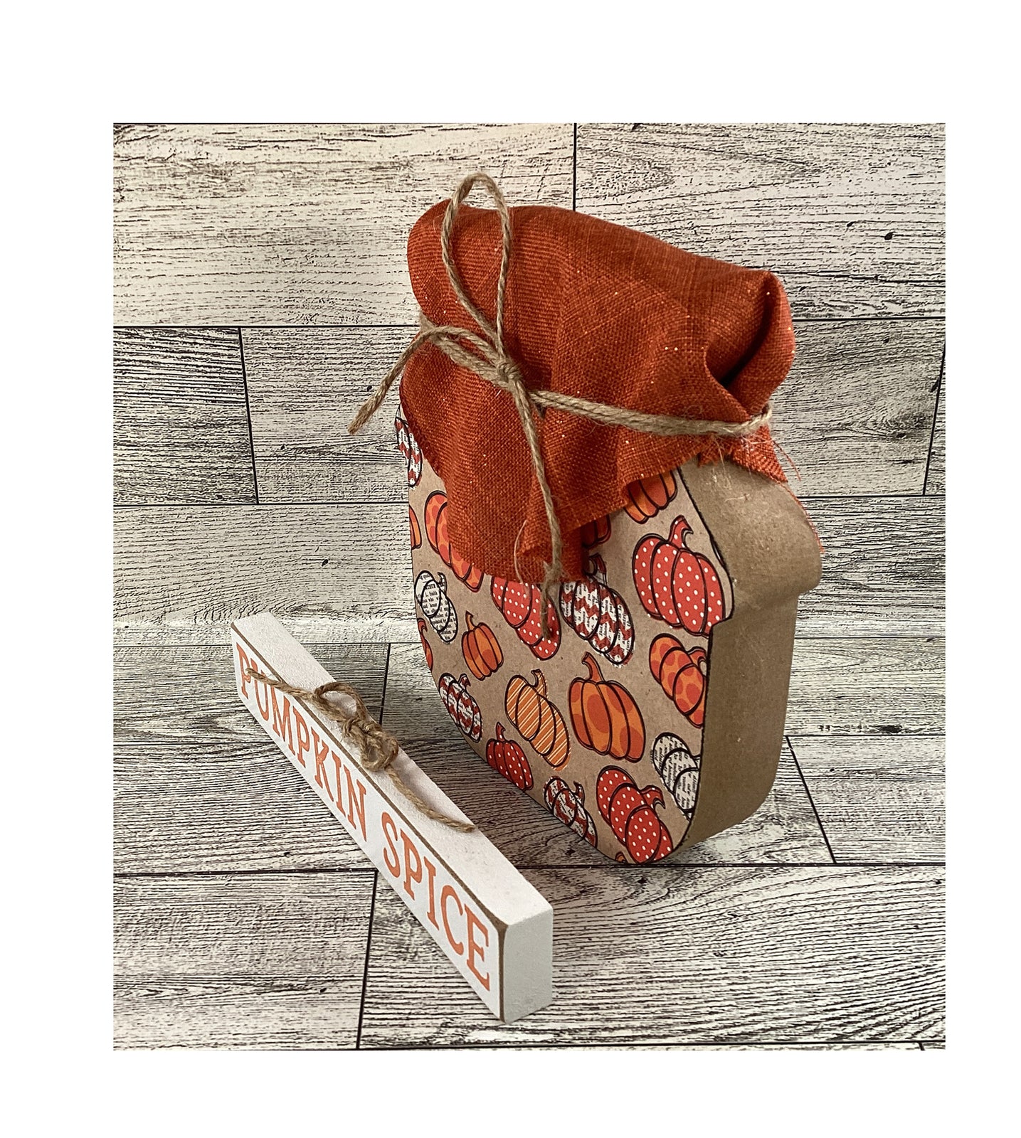 AGD Fall Decor - Chunky Wood Pumpkin Spice Butter Jar 2pc Set