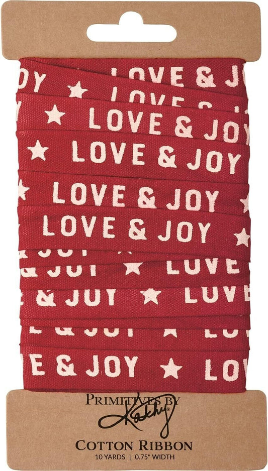 PBK Christmas Craft Supply - Love and Joy Cotton Ribbon 10yds
