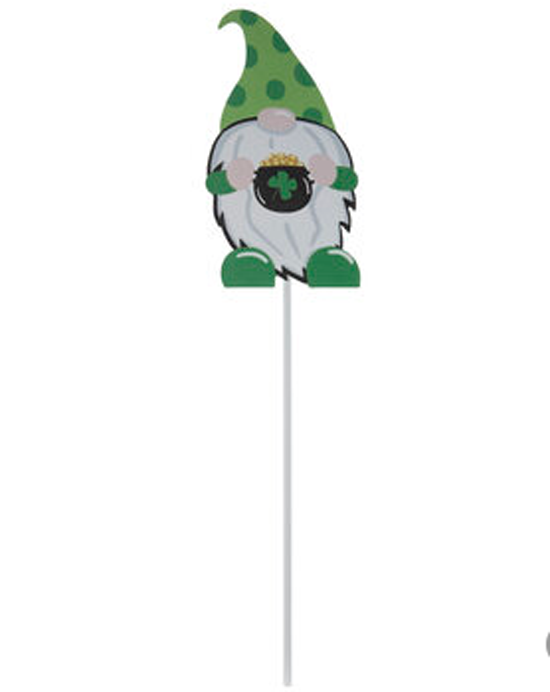 HL Saint Patricks Decor - Rainbow Gnome Shamrock Pot of Gold Picks 3pc Set