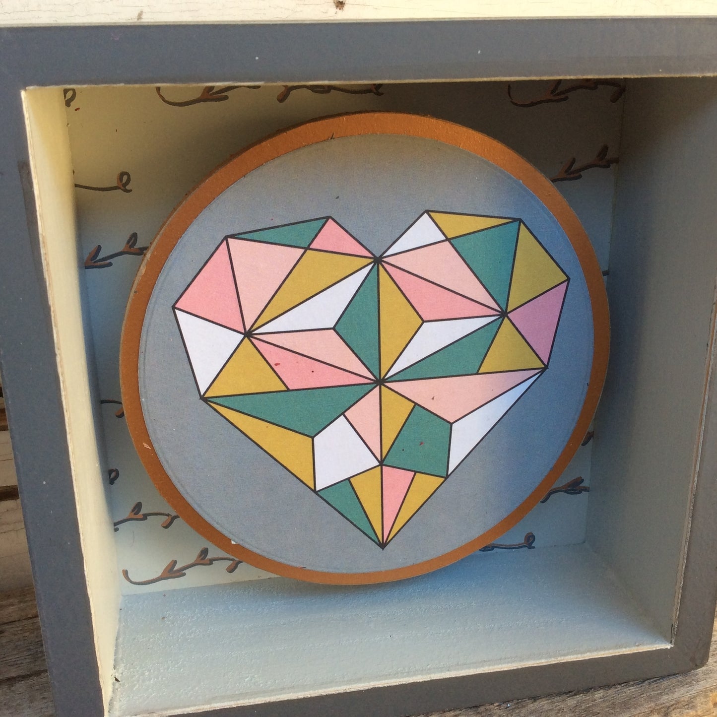 AGD Valentines Decor - You And Me Geo Heart Collage Box Signs 2pc Set