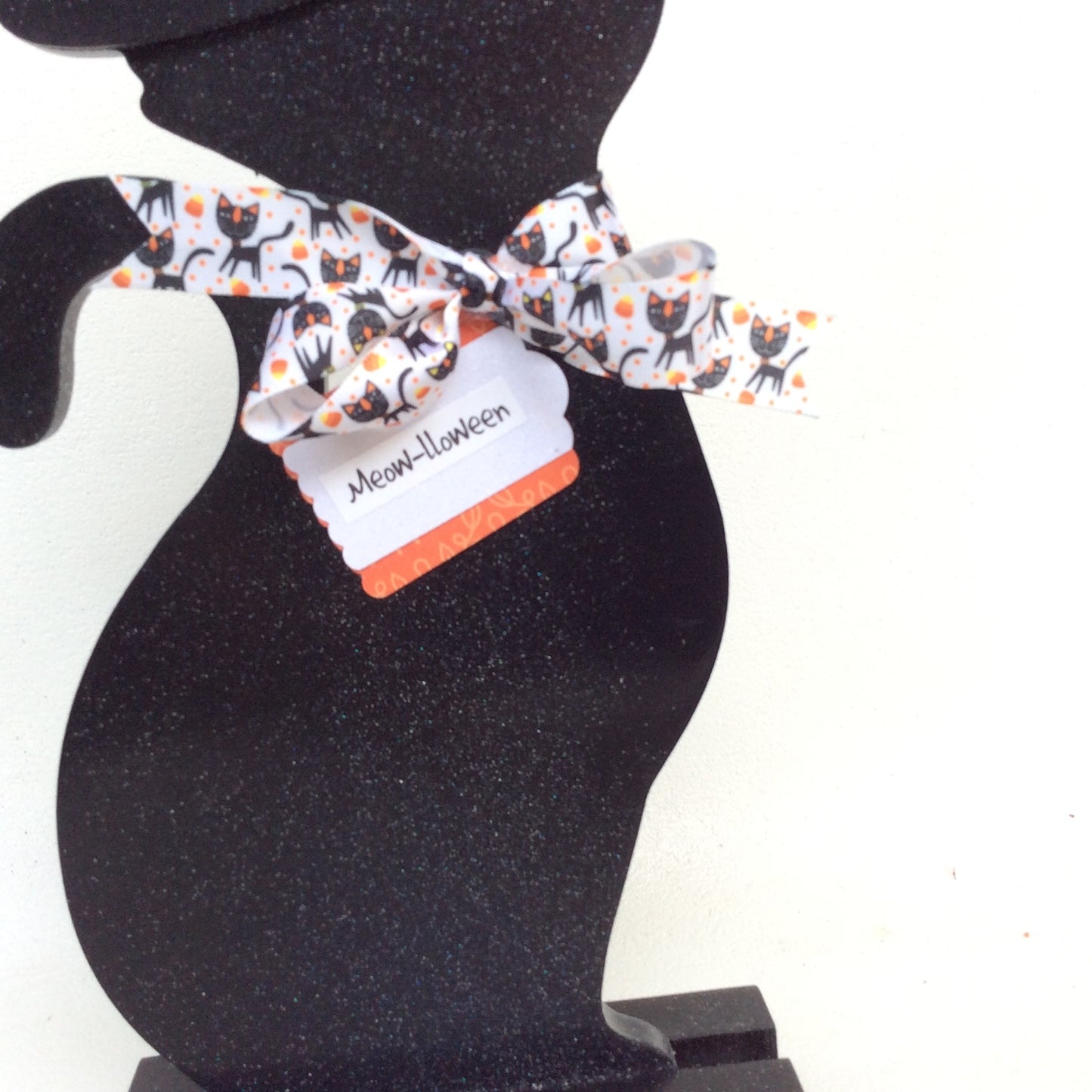 AGD Halloween Decor - Black Cat Wood Meow-lloween Tabletop Display