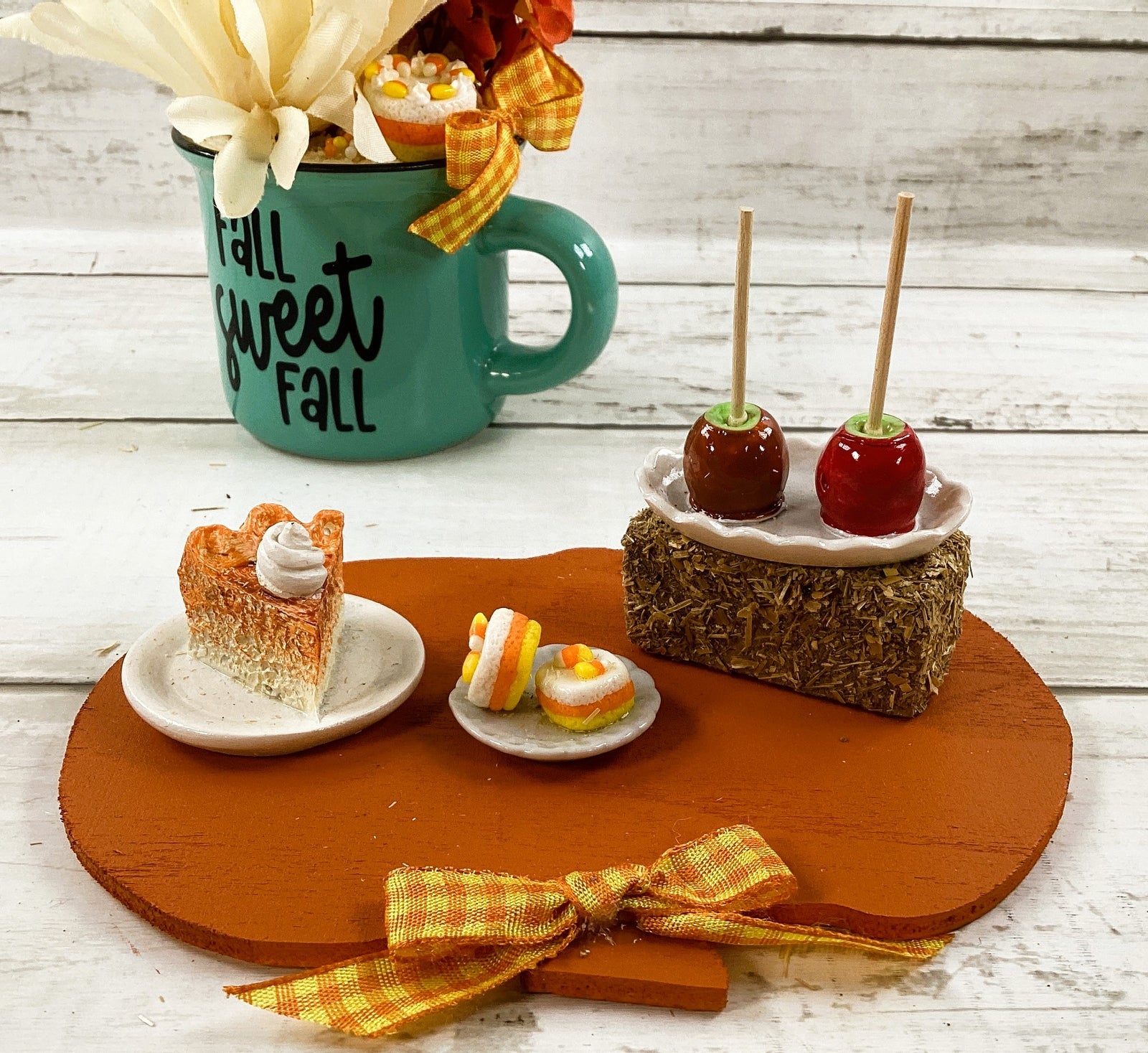 AGD Fall Decor - Sweet Fall Pumpkin Pie Candy Corn Caramel Apple Display