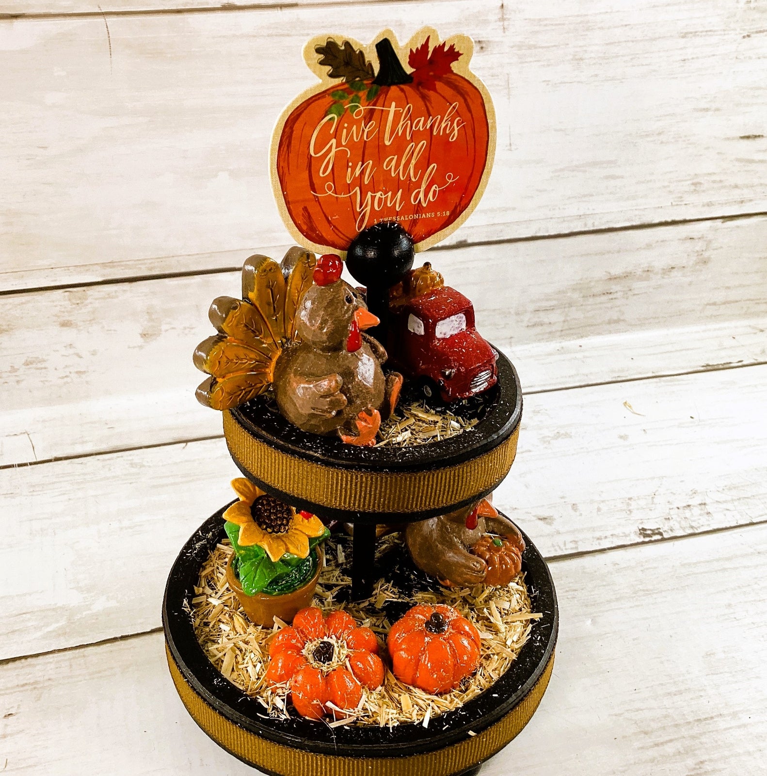 AGD Fall Decor - Autumn Harvest Small Miniature Fairy Tier Tray