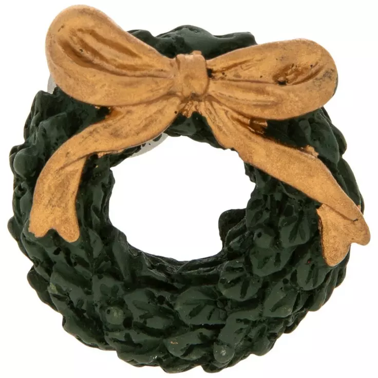 HL Christmas Supplies Craft  - Miniature Resin Green Wreath Stickers 6pc