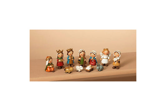 Gerson Christmas Decor - Small Children Figurines Ceramic Nativity 12pc Set