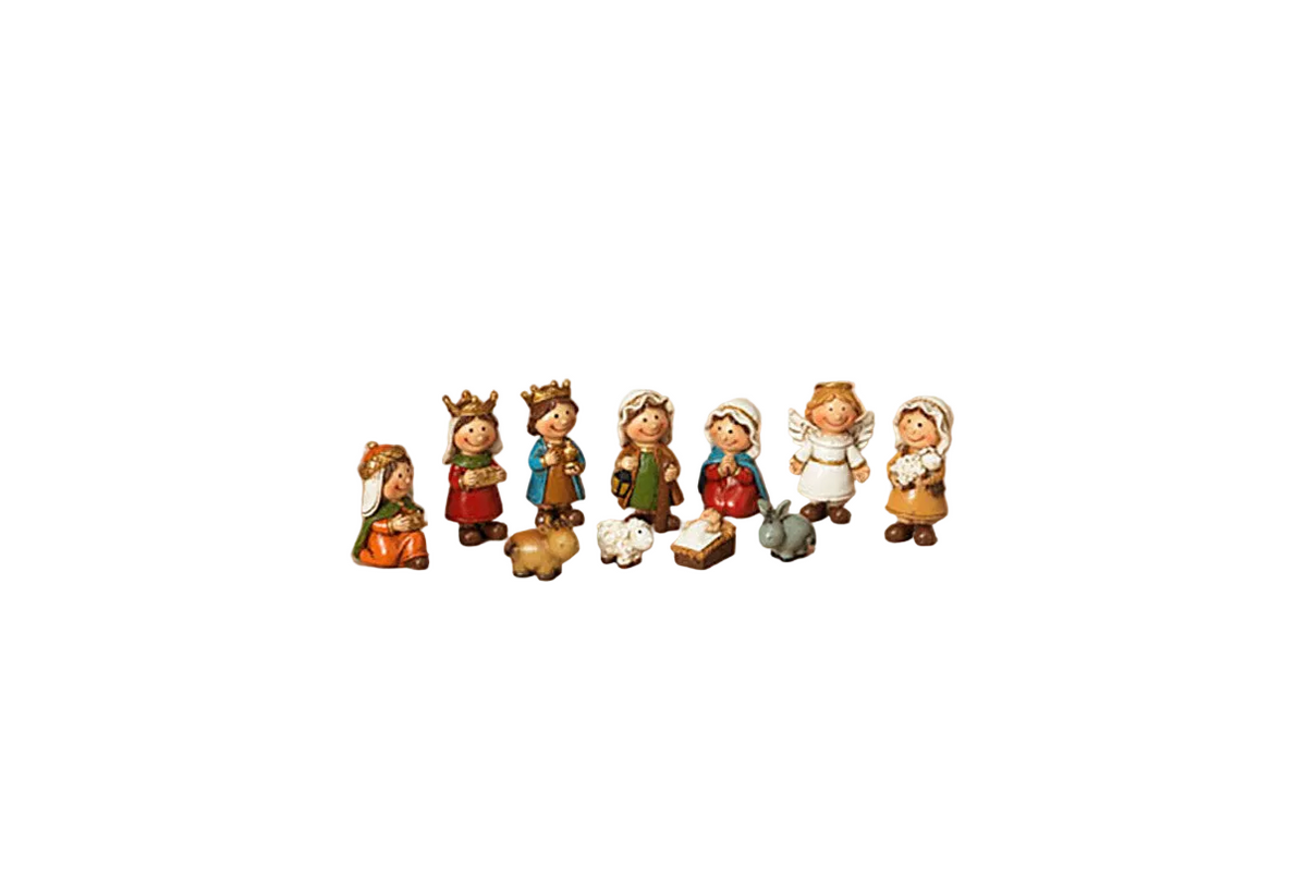 Gerson Christmas Decor - Small Children Figurines Ceramic Nativity 12pc Set