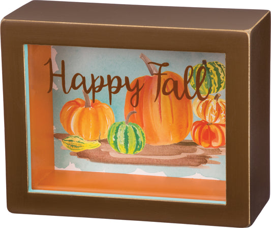 PBK Fall Autumn Decor - Happy Fall Glass Shadow Box