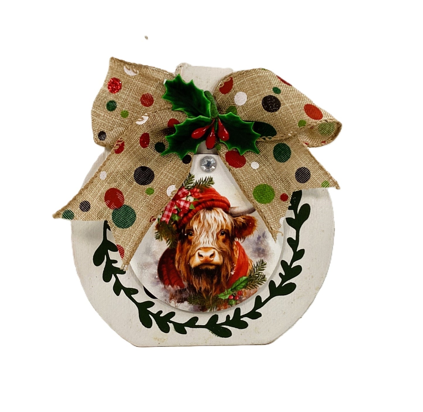 AGD Christmas Decor - Highland Cow Wood Chunky Wood Bulb Sitter 3pc