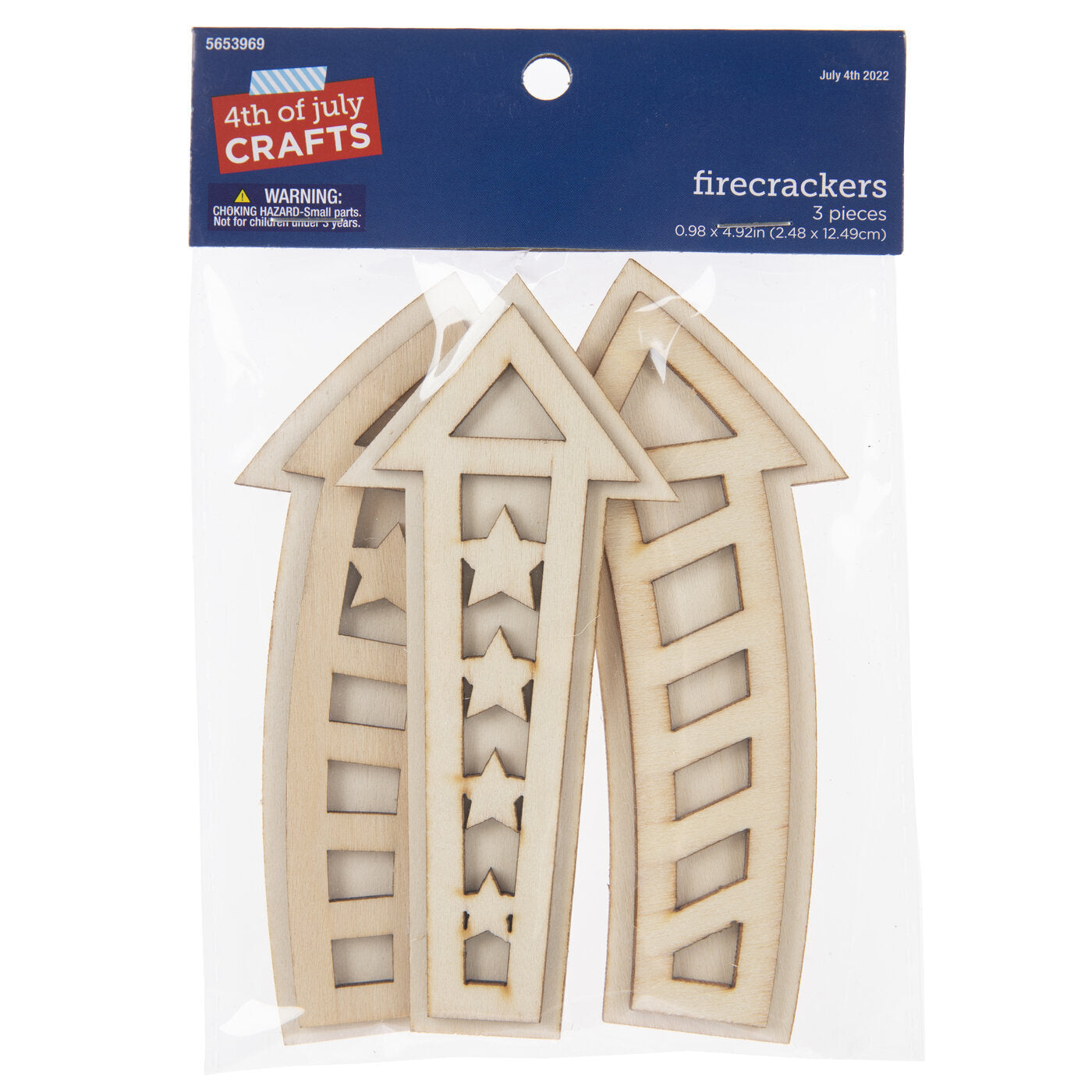 HL Patriotic Craft Supply - Unfinished Wood Die Cut Firecrackers 3pc Set