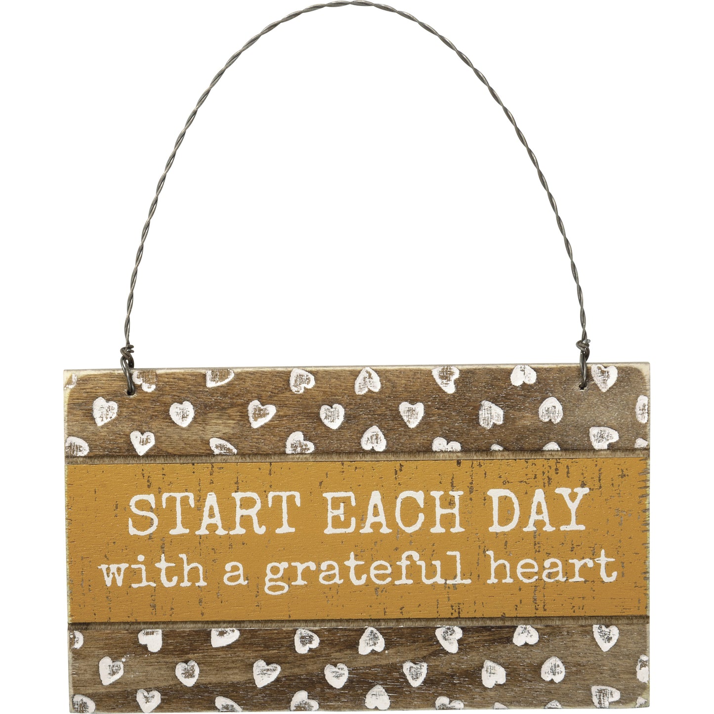 PBK Spring Decor - Prim Grateful Heart Engraved Ornament