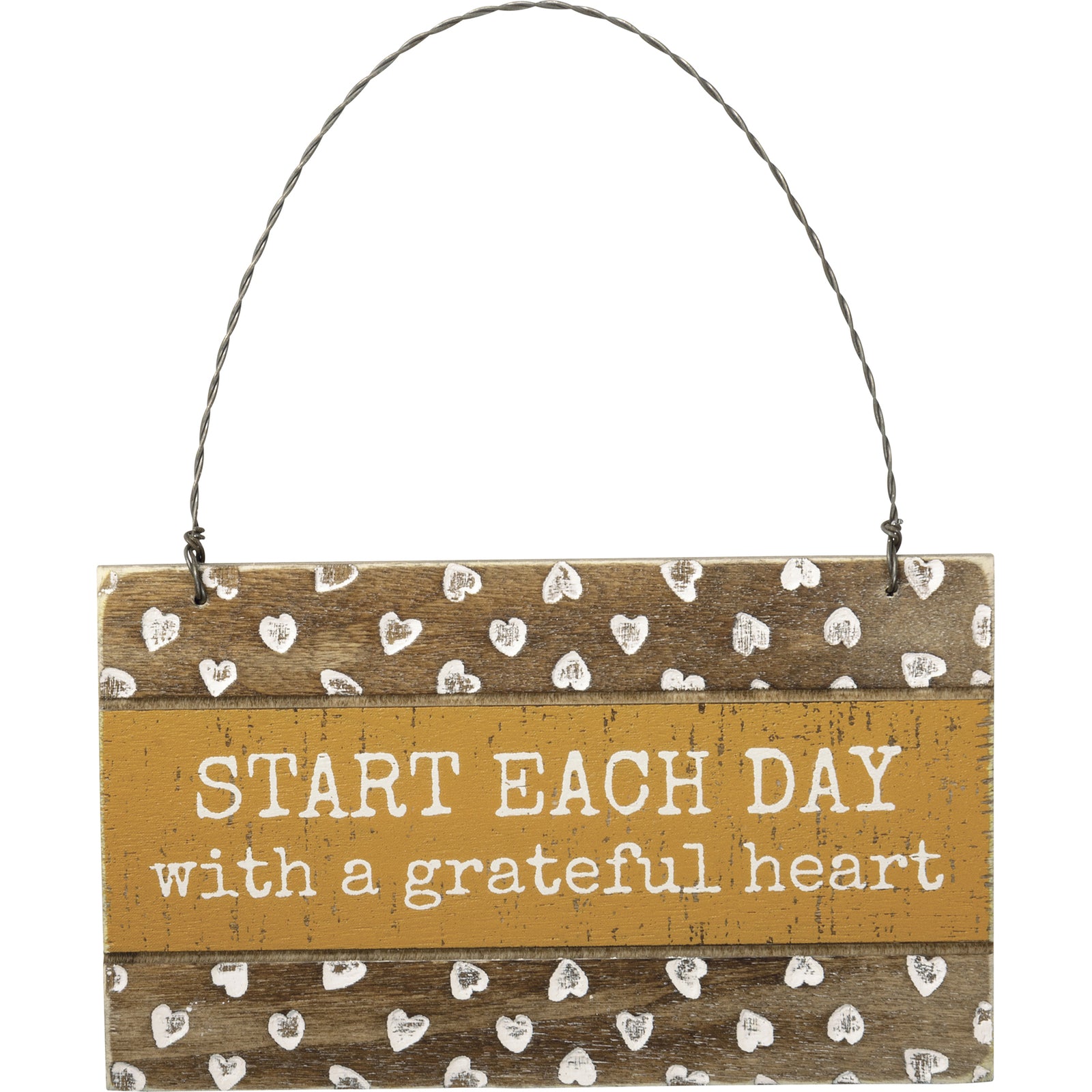 PBK Spring Decor - Prim Grateful Heart Engraved Ornament