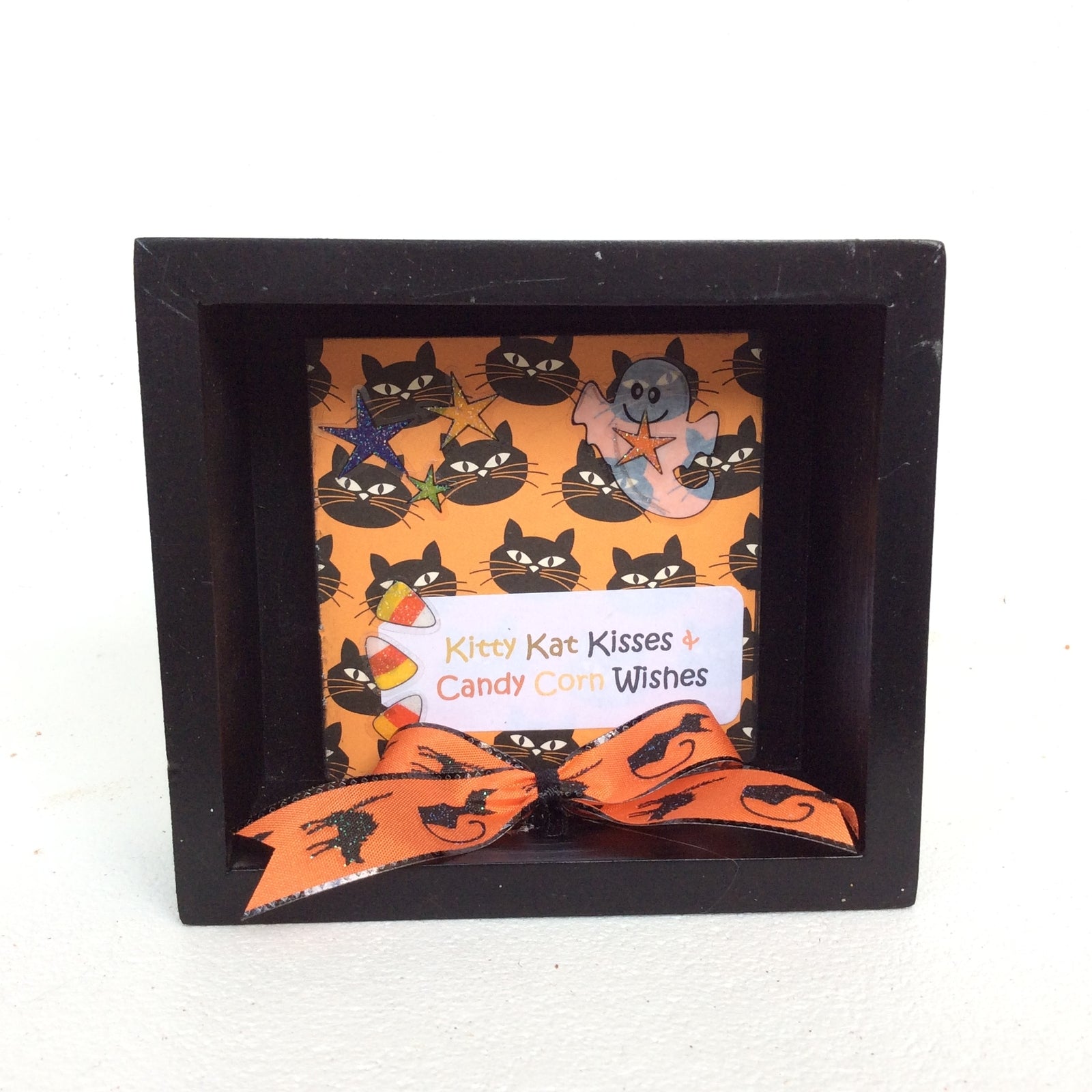 AGD Halloween Decor - Candy Corn Cat Reversible Box Sign
