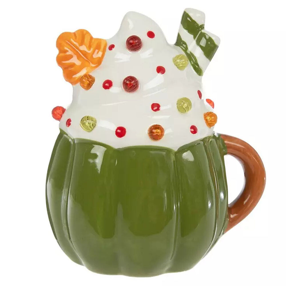 HL Fall Decor - Light Up Ceramic Pumpkin Mug Cupcakes 2pc Set
