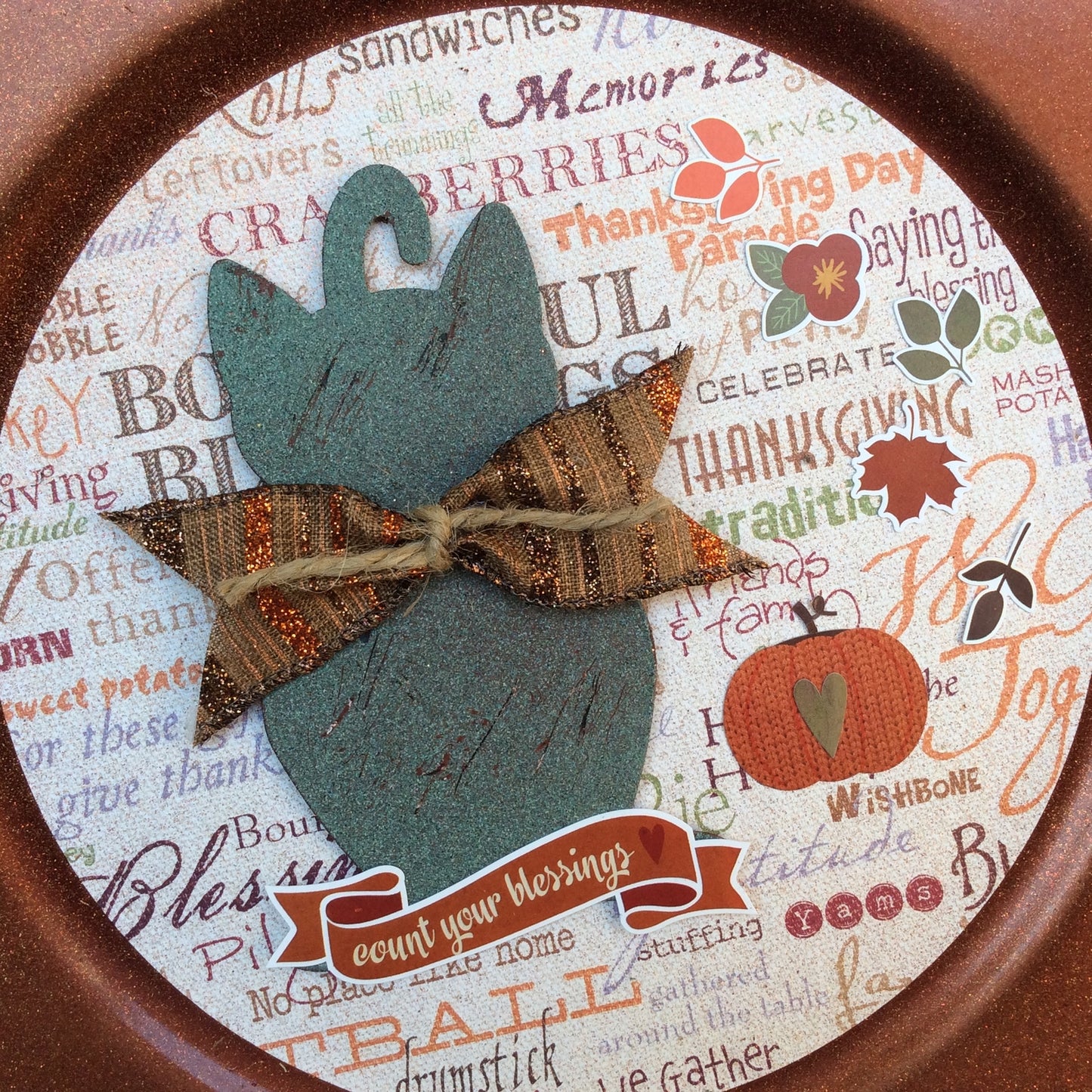AGD Fall Decor - Count Blessings Cat Decorative Plate