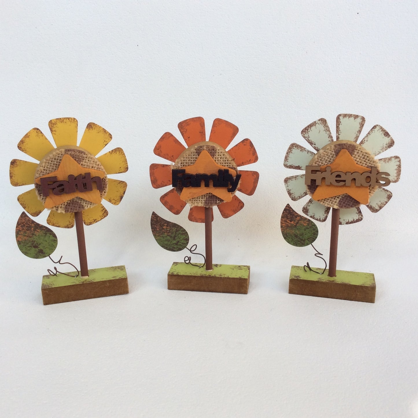 AGD Fall Decor - Family Faith Friends Prim Sunflowers 3pc Set