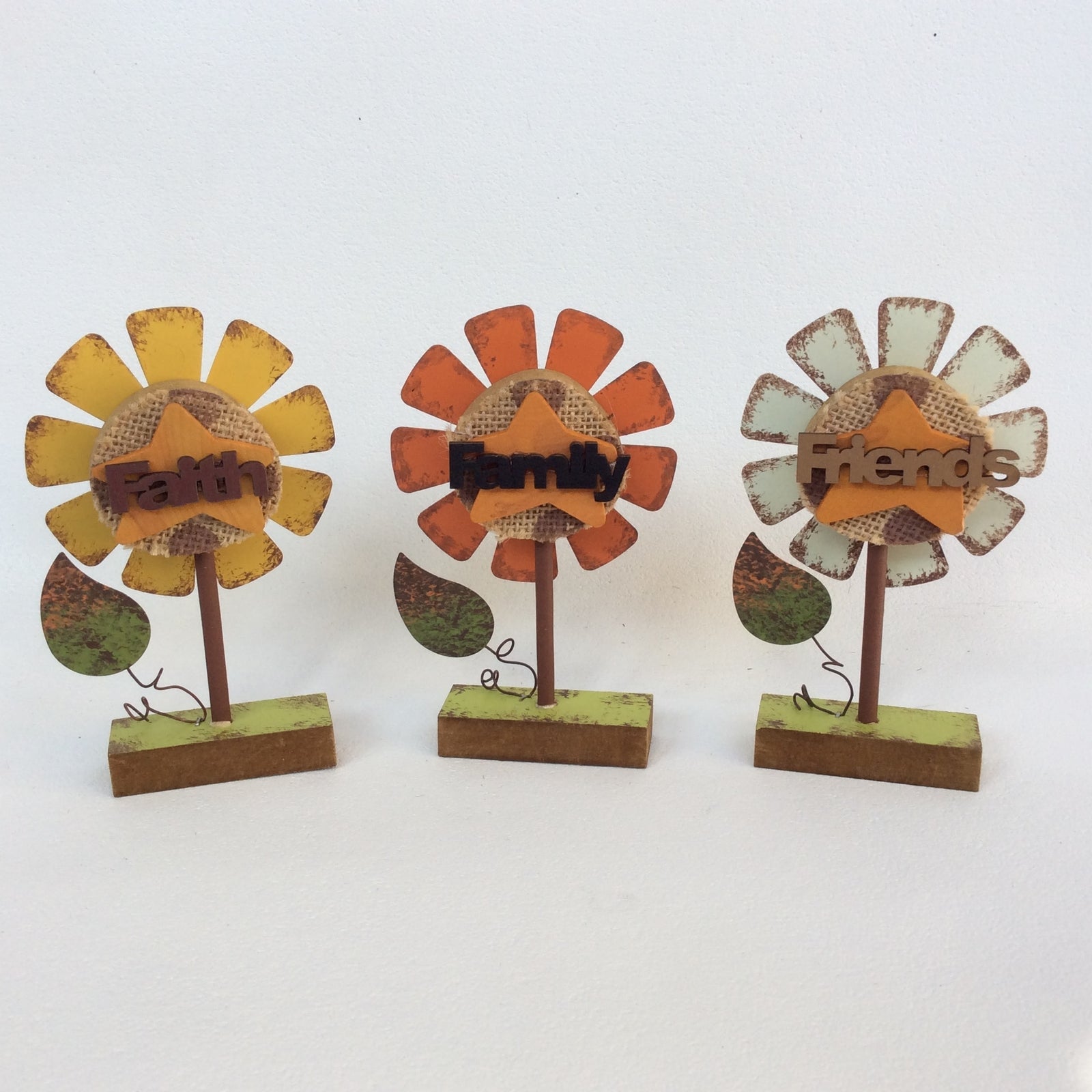 AGD Fall Decor - Family Faith Friends Prim Sunflowers 3pc Set