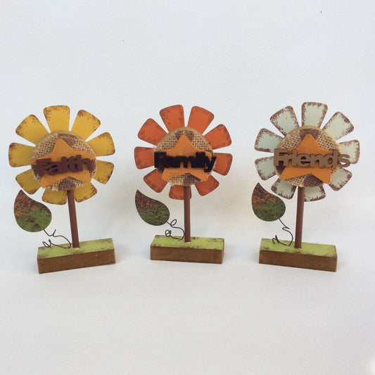 AGD Fall Decor - Family Faith Friends Prim Sunflowers 3pc Set