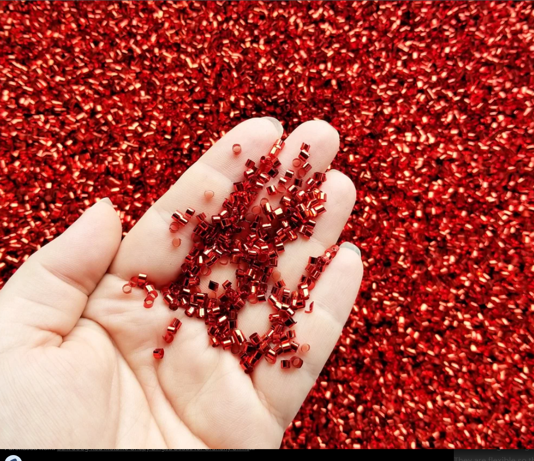 AGD Craft Supply -Crispy Bingsu Straw Beads Tube Confetti 25g Red