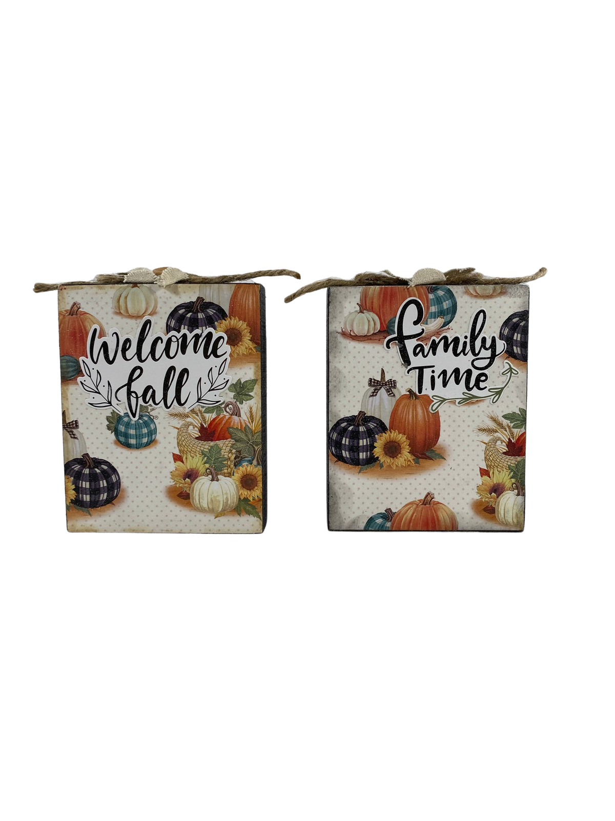 AGD Fall Decor - Be Grateful Family Time Reversible Box Sign 2pc