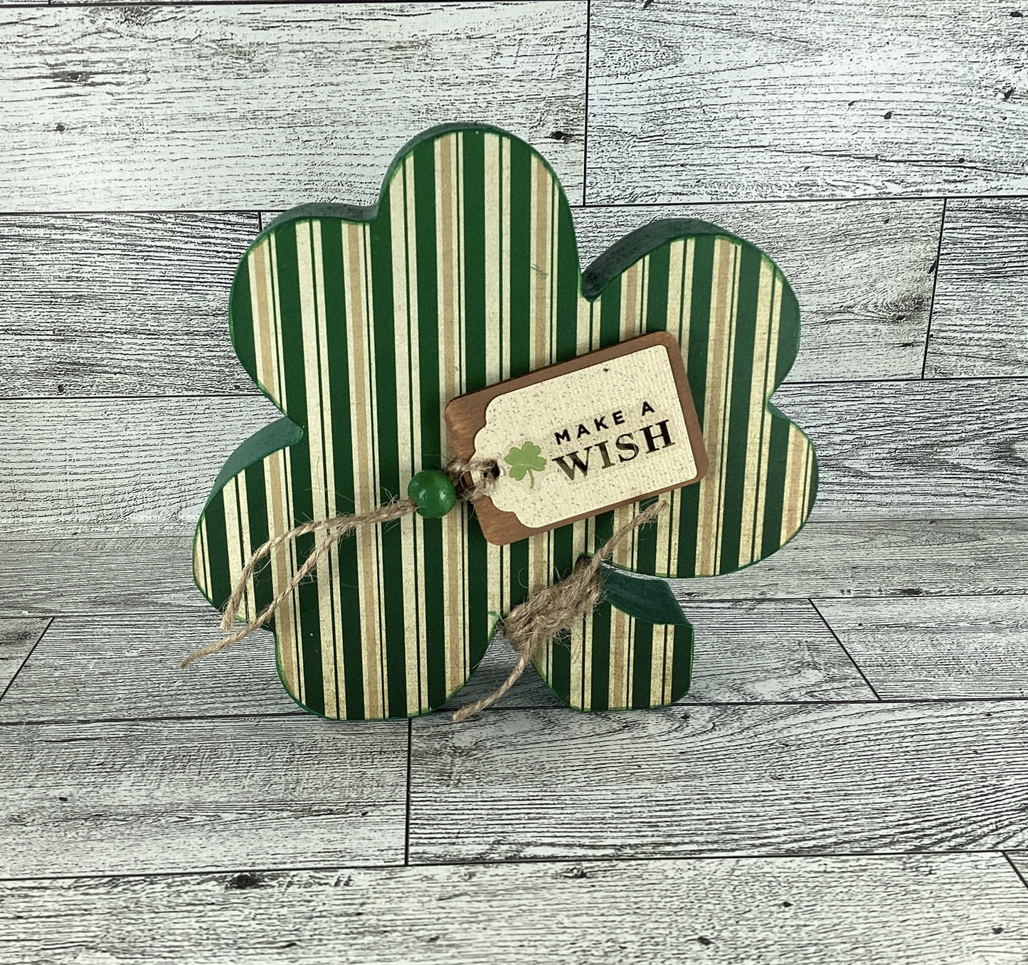 AGD Saint Patrick Decor - Chunky Wood Shamrock Sitter 2pc Set