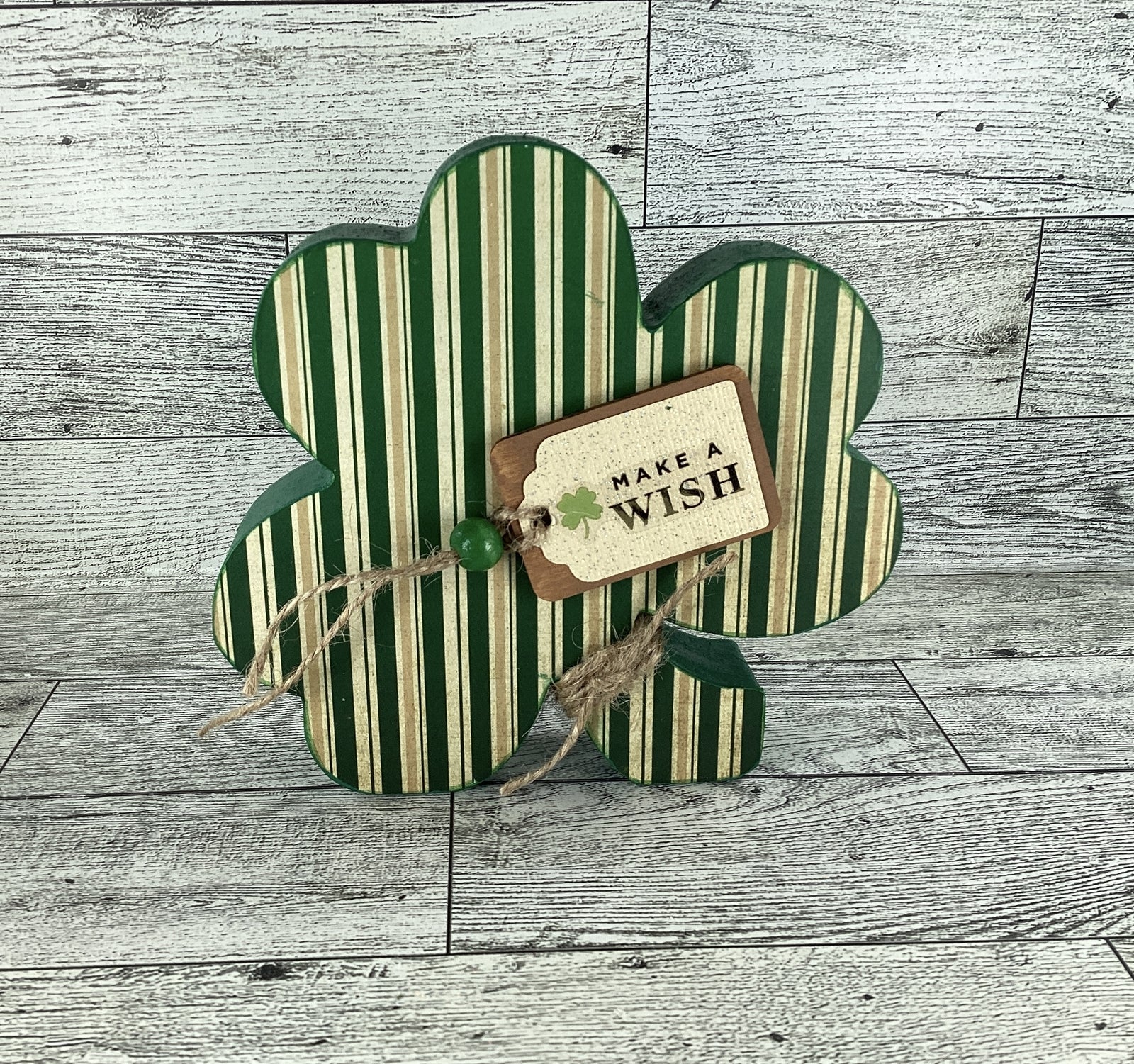 AGD Saint Patrick Decor - Chunky Wood Shamrock Sitter 2pc Set