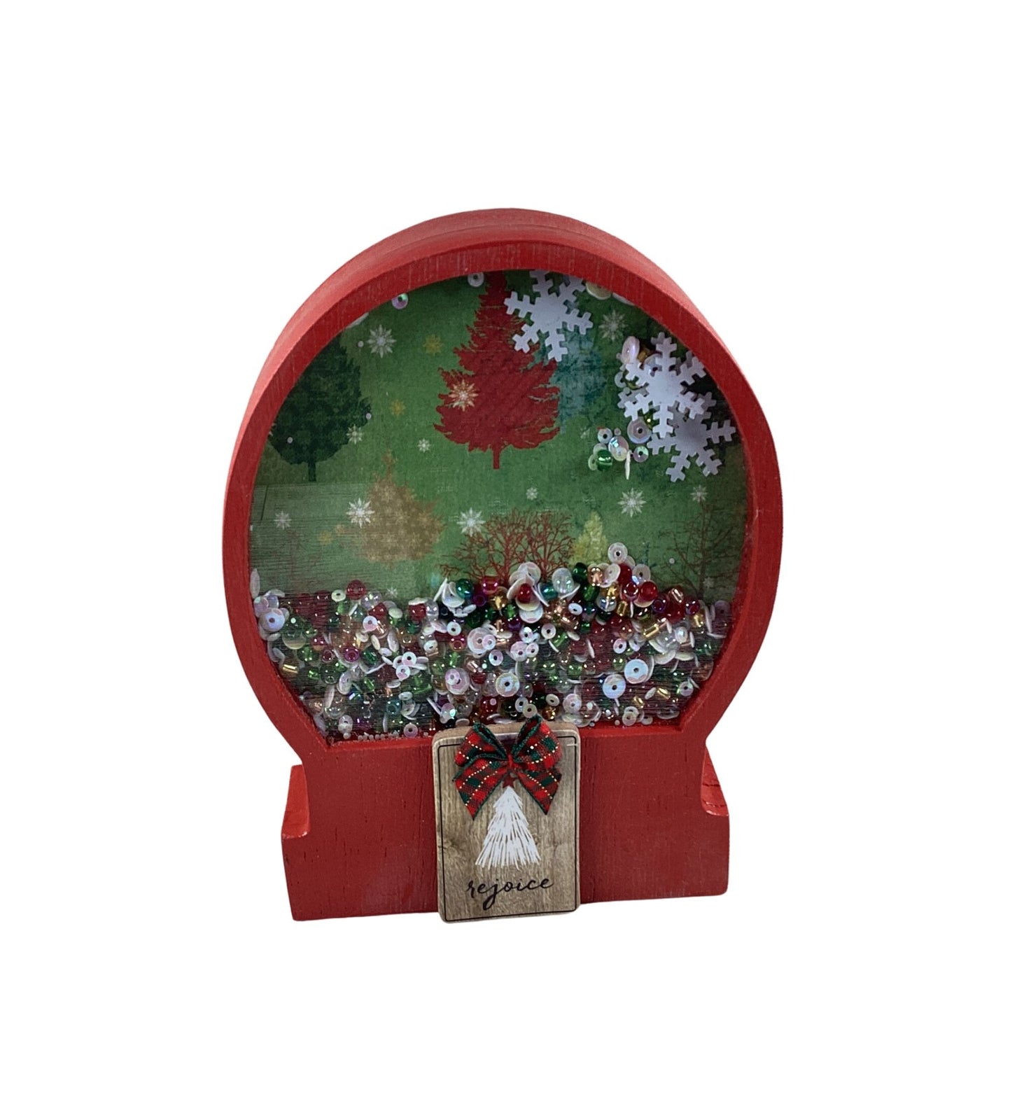 AGD Christmas Decor -  Rejoice Tree Snow Globe Chunky Wood Shaker