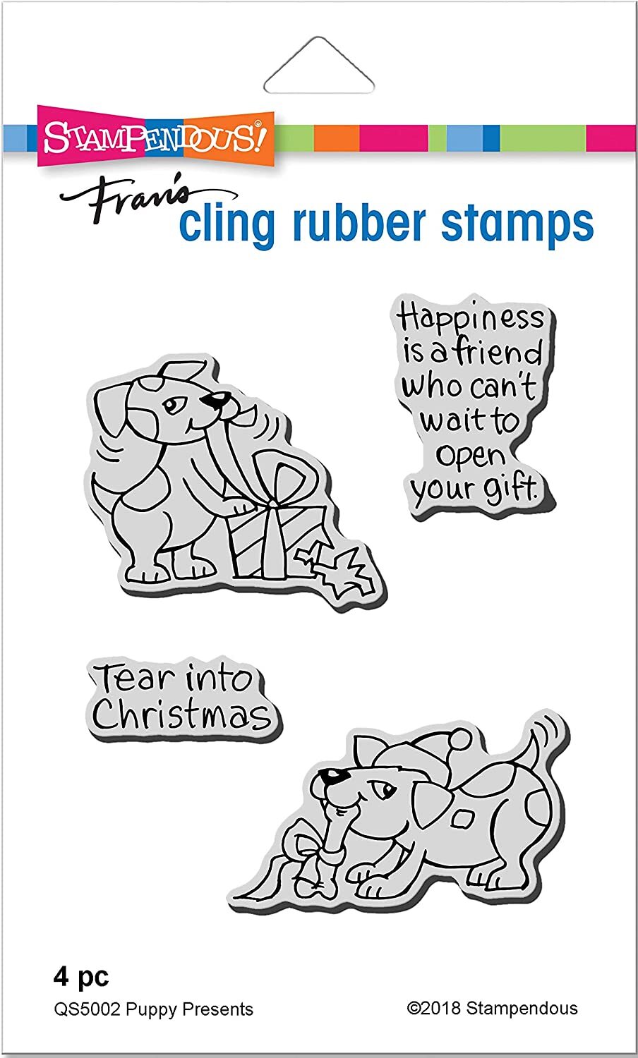 Stampendous Christmas Cling Rubber Stamp Puppy Presents Stamp Diecut Set